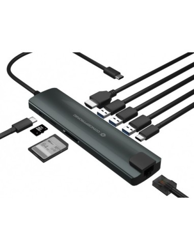 Conceptronic DONN06G hub di interfaccia USB 3.2 Gen 1 (3.1 Gen 1) Type-C 5000 Mbit s Nero, Argento
