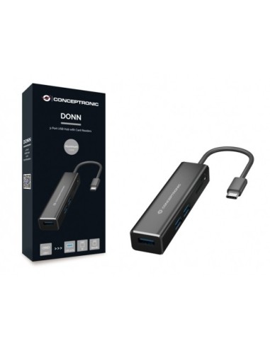 Conceptronic DONN08B hub di interfaccia USB 3.2 Gen 1 (3.1 Gen 1) Type-C 5000 Mbit s Nero