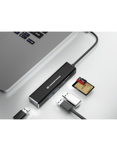 Conceptronic DONN08B hub di interfaccia USB 3.2 Gen 1 (3.1 Gen 1) Type-C 5000 Mbit s Nero