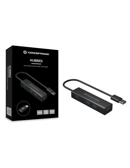 Conceptronic HUBBIES06B hub di interfaccia USB 3.2 Gen 1 (3.1 Gen 1) Type-A 5000 Mbit s Nero