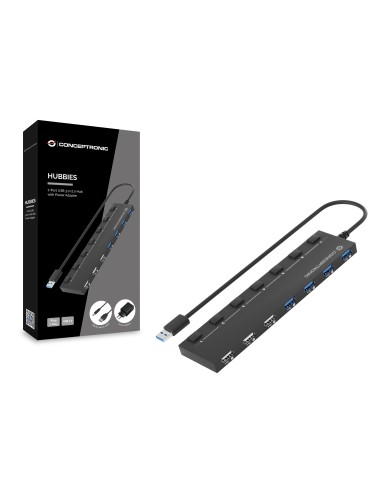 Conceptronic HUBBIES09BP hub di interfaccia USB 3.2 Gen 1 (3.1 Gen 1) Type-A 5000 Mbit s Nero