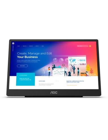 AOC 16T2 Monitor PC 39,6 cm (15.6") 1920 x 1080 Pixel Full HD LED Touch screen Nero