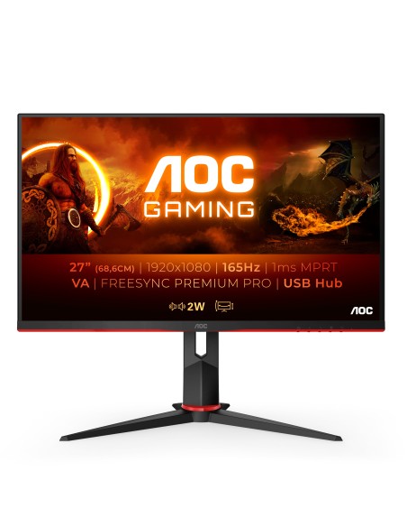 AOC 27G2SU BK Monitor PC 68,6 cm (27") 1920 x 1080 Pixel Full HD LED Nero, Rosso