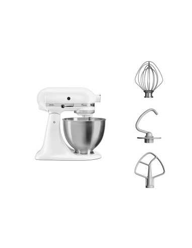 KitchenAid 5K45SSEWH Sbattitore con base 275 W Metallico, Bianco