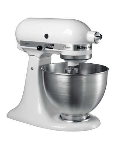 KitchenAid 5K45SSEWH Sbattitore con base 275 W Metallico, Bianco