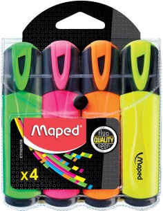 Maped Fluo'Peps evidenziatore 4 pz Punta smussata Colori assortiti