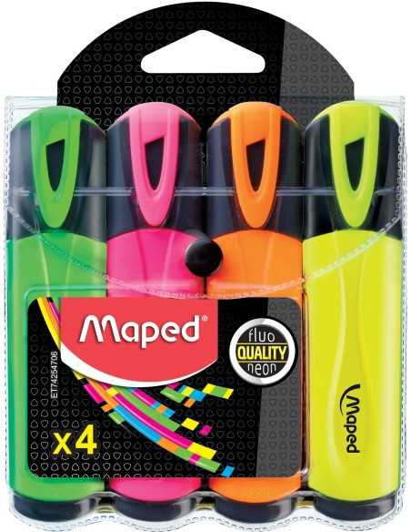 Maped Fluo'Peps evidenziatore 4 pz Punta smussata Colori assortiti