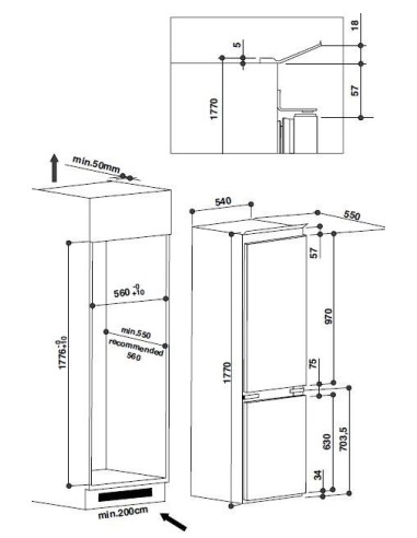 Whirlpool ART 8910 A+SF frigorifero con congelatore Da incasso 269 L Acciaio inossidabile