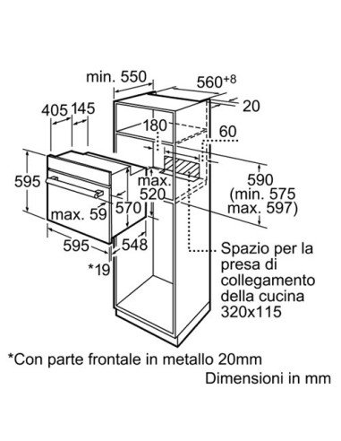 Bosch HBA21B252J forno 67 L 2900 W A Acciaio inossidabile