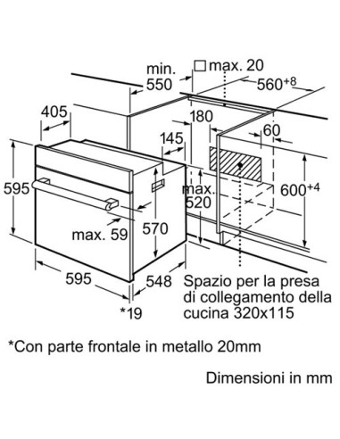 Bosch HBA21B252J forno 67 L 2900 W A Acciaio inossidabile