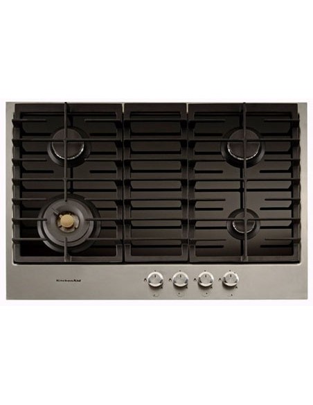 KitchenAid KHGH 7510 I piano cottura Nero, Acciaio inossidabile Da incasso Gas 4 Fornello(i)