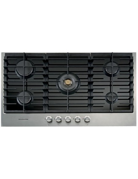 KitchenAid KHGH 9010 I piano cottura Nero, Acciaio inossidabile Da incasso Gas 5 Fornello(i)