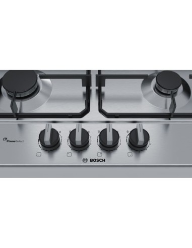 Bosch Serie 6 PCP6A5B80 piano cottura Nero, Acciaio inossidabile Da incasso Gas 4 Fornello(i)