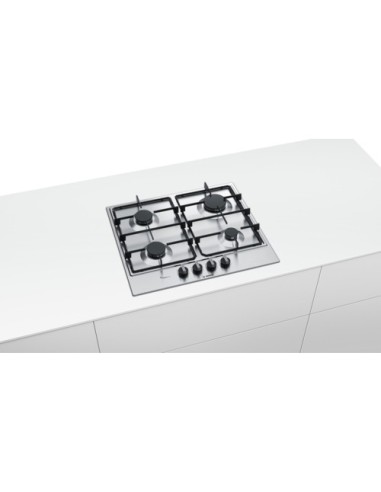 Bosch Serie 6 PCP6A5B80 piano cottura Nero, Acciaio inossidabile Da incasso Gas 4 Fornello(i)