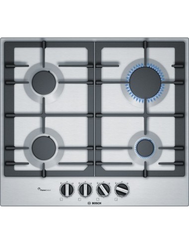 Bosch Serie 6 PCP6A5B90 piano cottura Nero, Acciaio inossidabile Da incasso Gas 4 Fornello(i)