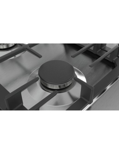 Bosch Serie 6 PCP6A5B90 piano cottura Nero, Acciaio inossidabile Da incasso Gas 4 Fornello(i)