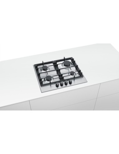 Bosch Serie 6 PCP6A5B90 piano cottura Nero, Acciaio inossidabile Da incasso Gas 4 Fornello(i)