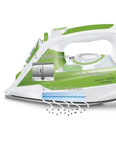 Bosch TDA302401E ferro da stiro Ferro da stiro a secco e a vapore Ceranium 2400 W Verde, Bianco