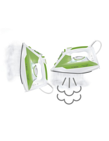 Bosch TDA302401E ferro da stiro Ferro da stiro a secco e a vapore Ceranium 2400 W Verde, Bianco