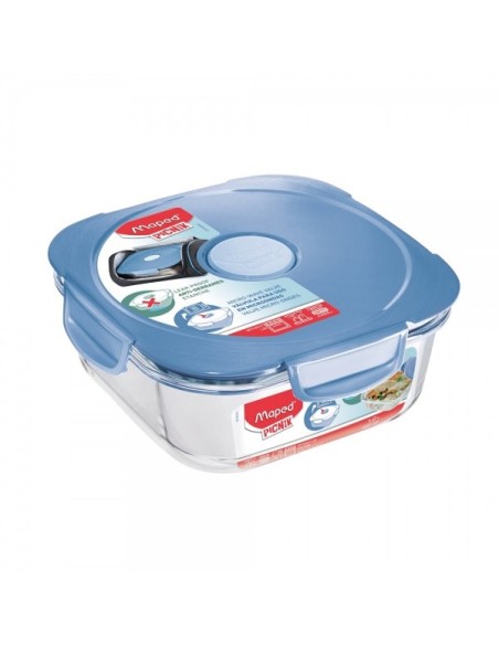 Maped 870503 recipiente per cibo Quadrato Scatola 1,2 L Blu, Trasparente 1 pz