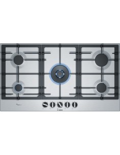 Bosch Serie 6 PCR9A5B90 piano cottura Nero, Acciaio inossidabile Da incasso Gas 5 Fornello(i)