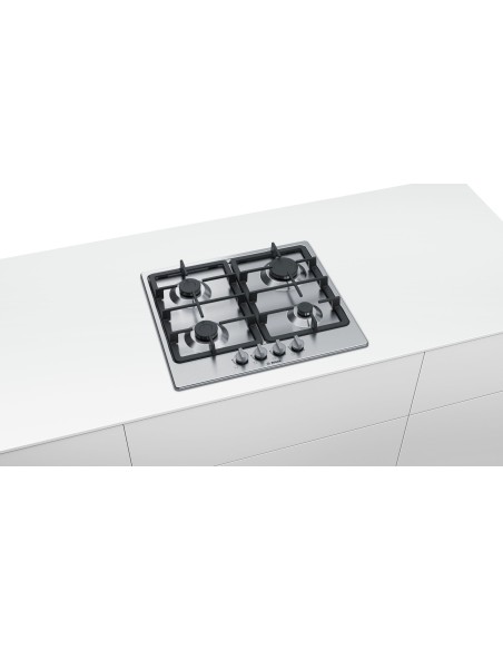 Bosch Serie 4 PGP6B5B90 piano cottura Acciaio inossidabile Da incasso 60 cm Gas 4 Fornello(i)