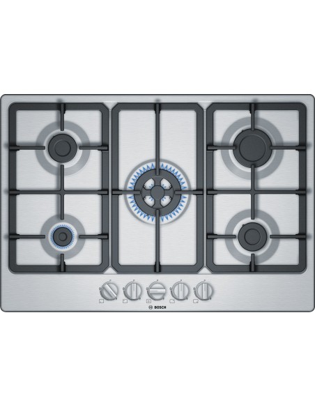 Bosch Serie 4 PGQ7B5B90 piano cottura Acciaio inossidabile Da incasso 75 cm Gas 5 Fornello(i)