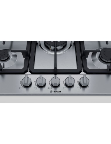 Bosch Serie 4 PGQ7B5B90 piano cottura Acciaio inossidabile Da incasso 75 cm Gas 5 Fornello(i)