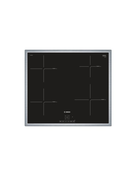 Bosch Serie 4 PUE645BF1E piano cottura Nero, Acciaio inossidabile Da incasso Piano cottura a induzione 4 Fornello(i)