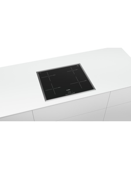 Bosch Serie 4 PUE645BF1E piano cottura Nero, Acciaio inossidabile Da incasso Piano cottura a induzione 4 Fornello(i)