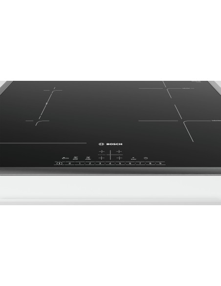 Bosch Serie 6 PVS645FB5E piano cottura Nero, Acciaio inossidabile Da incasso 60 cm Piano cottura a induzione 4 Fornello(i)