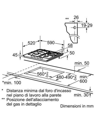 Bosch PPH616B21E piano cottura Nero Da incasso Gas 4 Fornello(i)