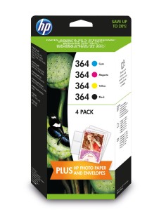 HP 364 4-pack Black Cyan Magenta Yellow Original Ink Cartridges cartuccia d'inchiostro 4 pz Originale Resa standard Nero,
