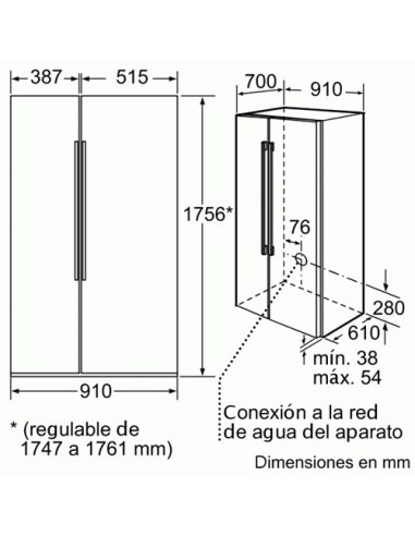 Bosch KAN62V40 frigorifero side-by-side Libera installazione 604 L Acciaio inossidabile