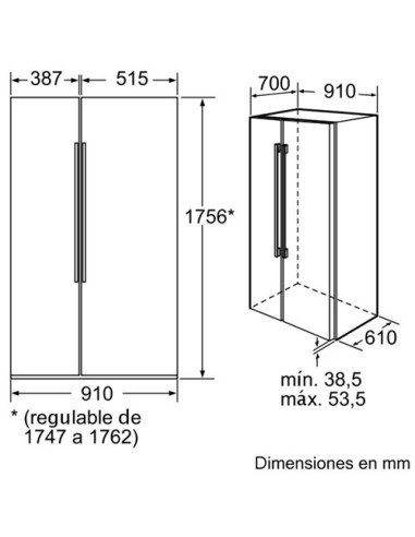 Bosch KAN62V40 frigorifero side-by-side Libera installazione 604 L Acciaio inossidabile