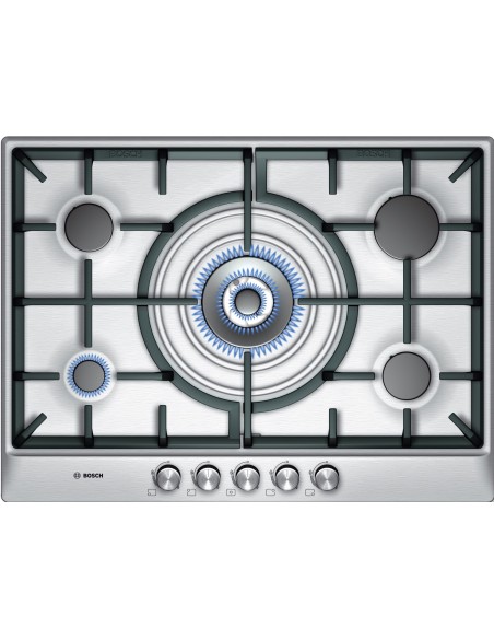 Bosch PCQ715B90E piano cottura Argento Da incasso Gas 5 Fornello(i)