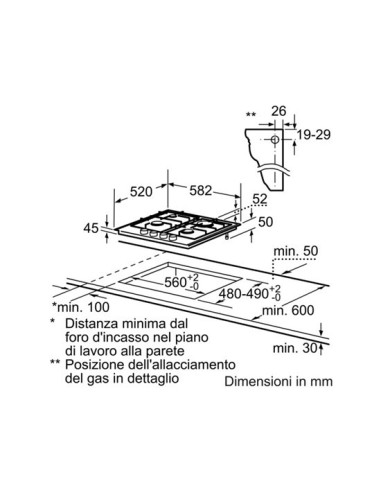 Bosch PCP615B90E piano cottura Acciaio inossidabile Da incasso Gas 4 Fornello(i)