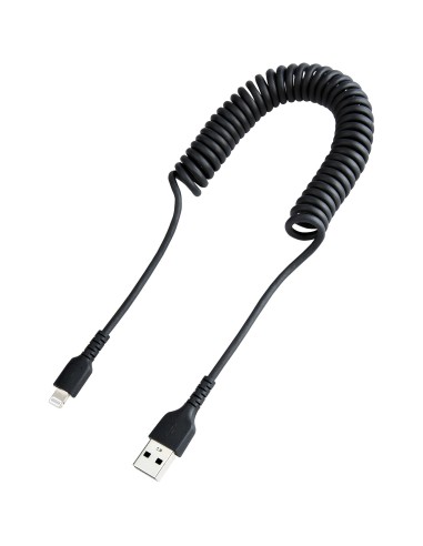 StarTech.com Cavo Lightning a USB-A da 1m Certificato MFi, Cavetto iPhone Spiralato di Ricarica Alimentazione, Resistente Cavo
