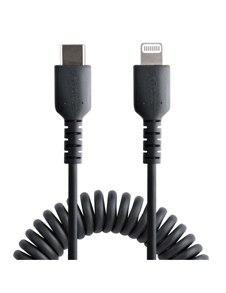 StarTech.com Cavo USB-C a Lightning da 1m Certificato MFi, Cavetto iPhone Spiralato di Ricarica Alimentazione, Resistente Cavo