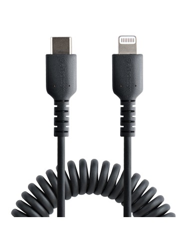 StarTech.com Cavo USB-C a Lightning da 50 cm Certificato MFi, Cavetto iPhone Spiralato di Ricarica Alimentazione, Resistente