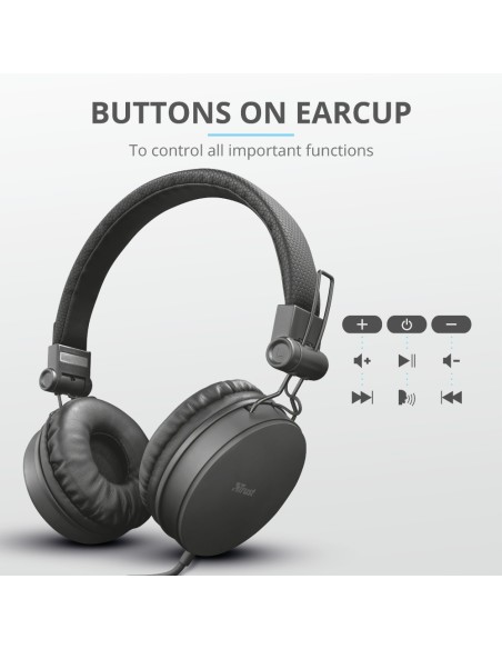 Trust 23552 cuffia e auricolare Cablato A Padiglione MUSICA Nero