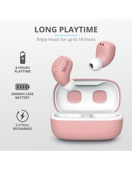 Trust Nika Compact Auricolare True Wireless Stereo (TWS) In-ear Musica e Chiamate Bluetooth Rosa