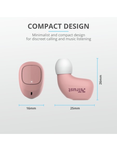 Trust Nika Compact Auricolare True Wireless Stereo (TWS) In-ear Musica e Chiamate Bluetooth Rosa