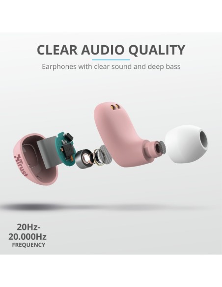 Trust Nika Compact Auricolare True Wireless Stereo (TWS) In-ear Musica e Chiamate Bluetooth Rosa