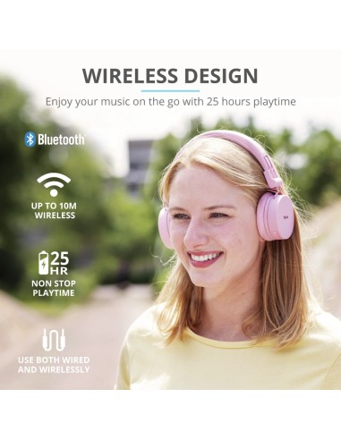 Trust 23910 cuffia e auricolare Cuffie Con cavo e senza cavo A Padiglione MUSICA Micro-USB Bluetooth Rosa