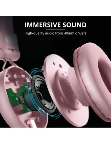 Trust 23910 cuffia e auricolare Cuffie Con cavo e senza cavo A Padiglione MUSICA Micro-USB Bluetooth Rosa