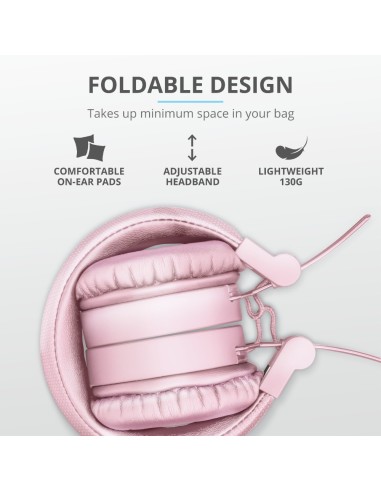 Trust 23910 cuffia e auricolare Cuffie Con cavo e senza cavo A Padiglione MUSICA Micro-USB Bluetooth Rosa
