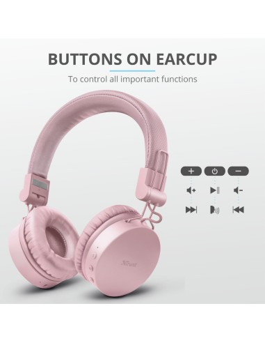 Trust 23910 cuffia e auricolare Cuffie Con cavo e senza cavo A Padiglione MUSICA Micro-USB Bluetooth Rosa