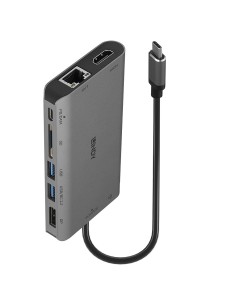 Lindy 43323 replicatore di porte e docking station per notebook Cablato USB 3.2 Gen 1 (3.1 Gen 1) Type-C Nero, Grigio