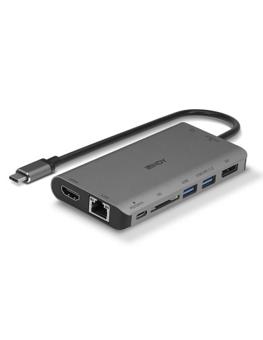 Lindy 43323 replicatore di porte e docking station per notebook Cablato USB 3.2 Gen 1 (3.1 Gen 1) Type-C Nero, Grigio